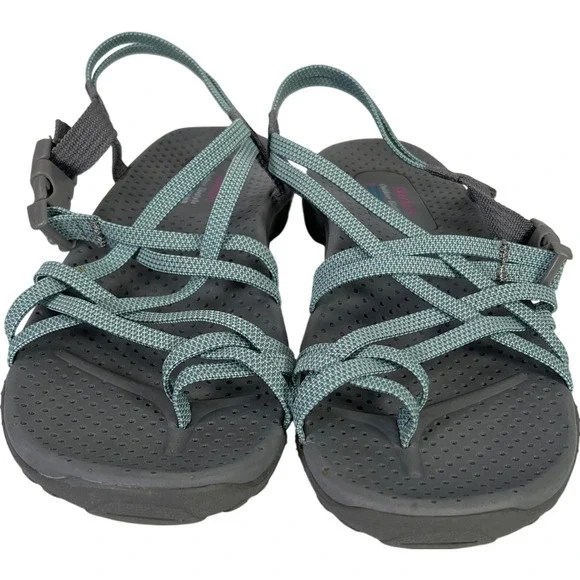 Skechers Women’s Gray/Blue Strappy Slingback Sport Sandals - 8 - Picture 2 of 8